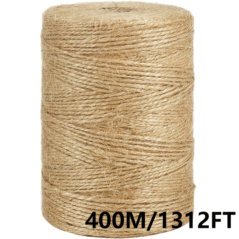 E-shop 400 m 3-lagiges Jute-Hanfseil, 1 mm braunes Juteseil, für Bastelarbeiten, Gartenarbeit, Tomaten, Kletterpflanzen, Blumenbinden,