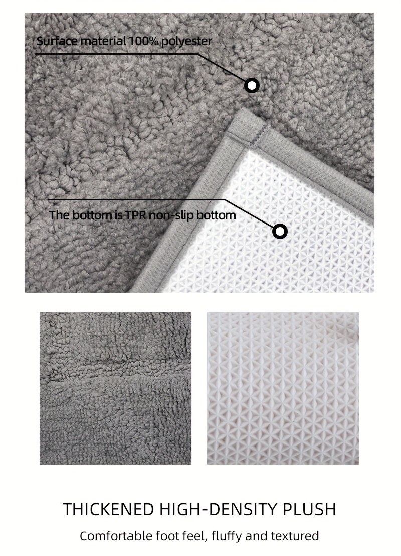 2pcs of ultra soft non slip bathroom carpet   absorbent machine washable durable home decoration floor mat suitable for bathroom bathroom bedroom living room entrance u shaped toilet mat entrance door mat Product details 7