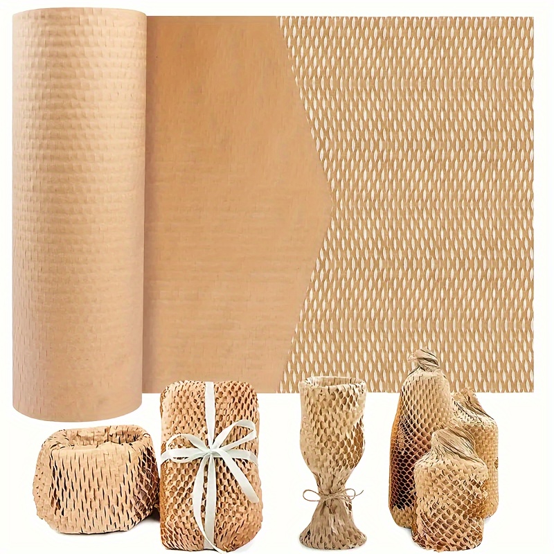 

Kraft Paper Honeycomb Cushioning Wrap Roll, 10m - Protective Packaging For Shipping, Moving & Gift Wrapping, Easy-to-use Alternative To & Packing , 1 Roll