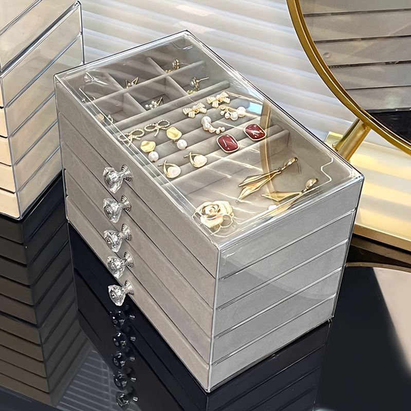 large capacity jewelry organizer box elegant white with golden handles multi compartment storage for bracelets watches rings necklaces durable plastic desktop organizer for home office jewelry box jewelry boxes Product details 7