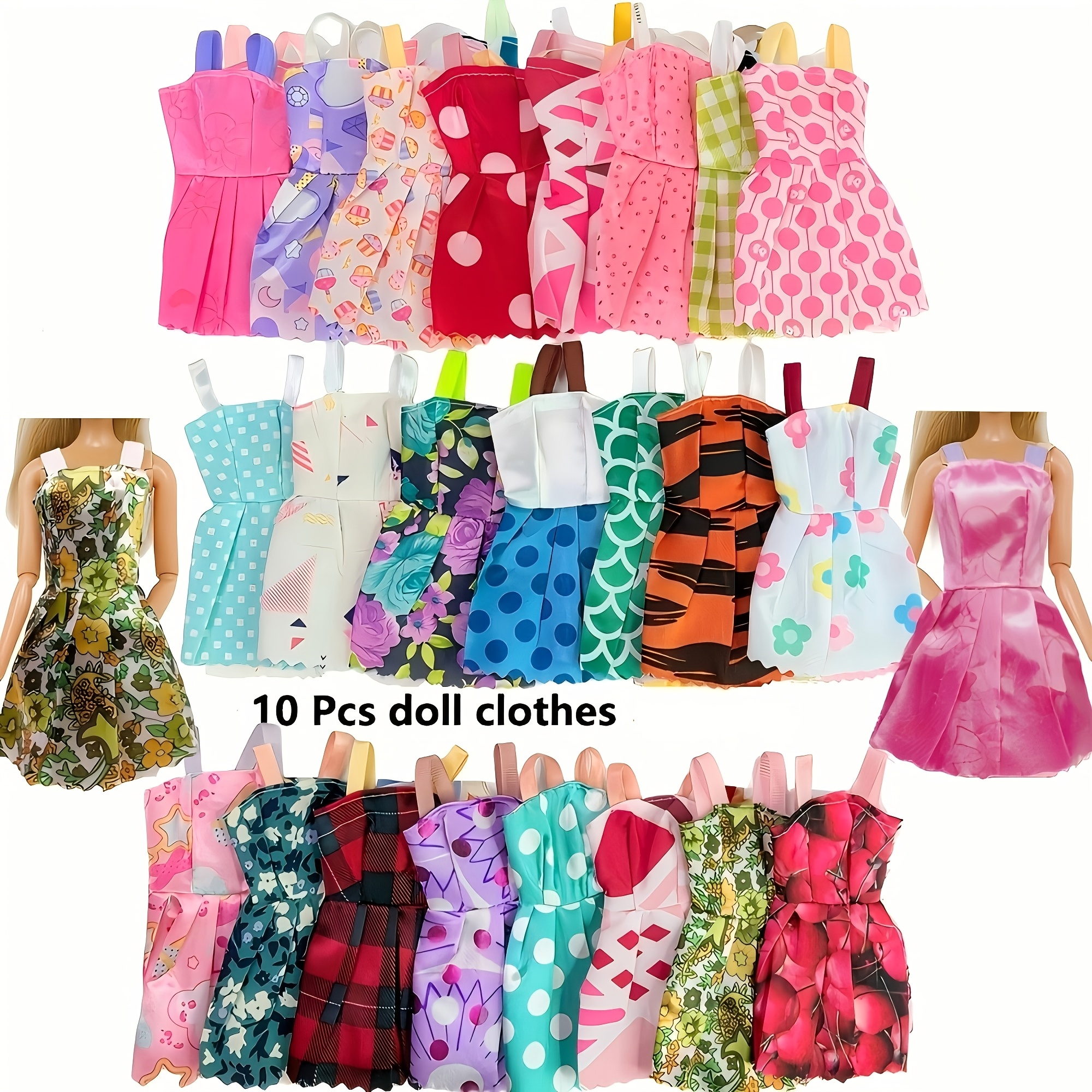 Image of Wardrobe Set - 10pcs, Colors, Fits 11.5-inch Dolls, Ideal Gift For Girls On Halloween/thanksgiving/christmas (random Clothing Patterns) Random Color