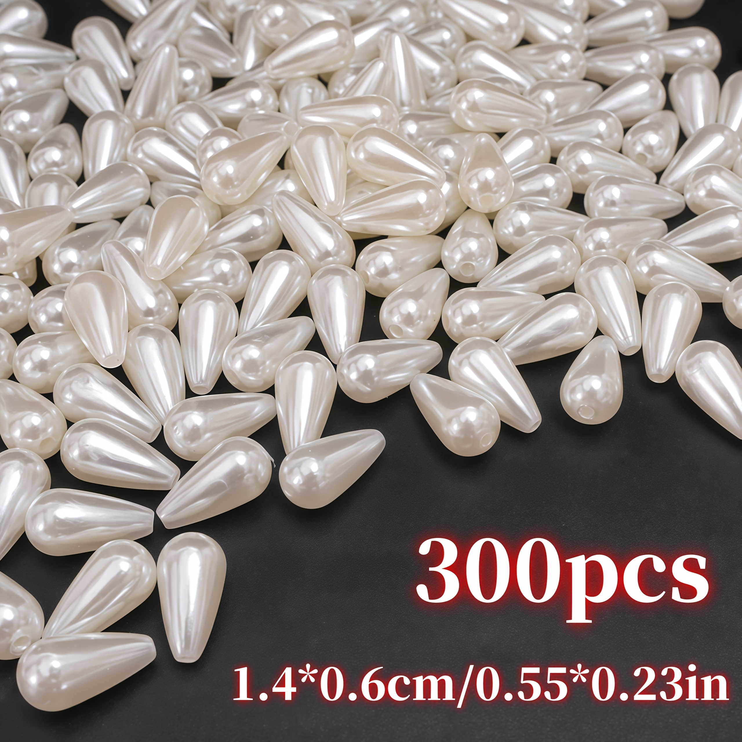 300pcs 14mm Color, Teardrop Beads, Water Drop Beads, Acrylic Beads, Spacer Beads, Diy Handcrafted Jewelry Decoration Beads