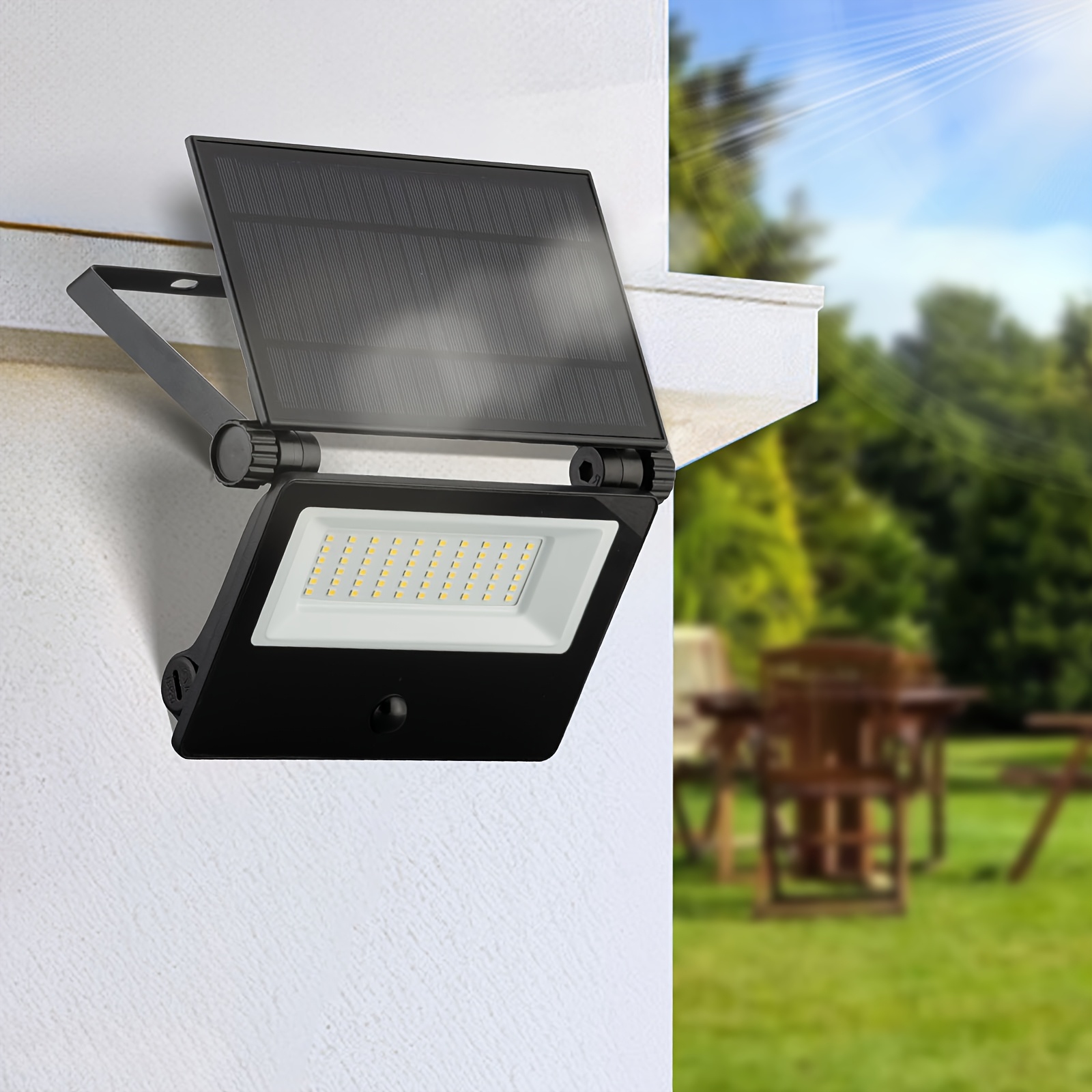 TEMU Solar Outdoor Light 1500 , 6000k Daylight, Aluminum Motion Sensor Light Outdoor, Ip54 Waterproof Led Security Light Bright Solar Wireless Wall