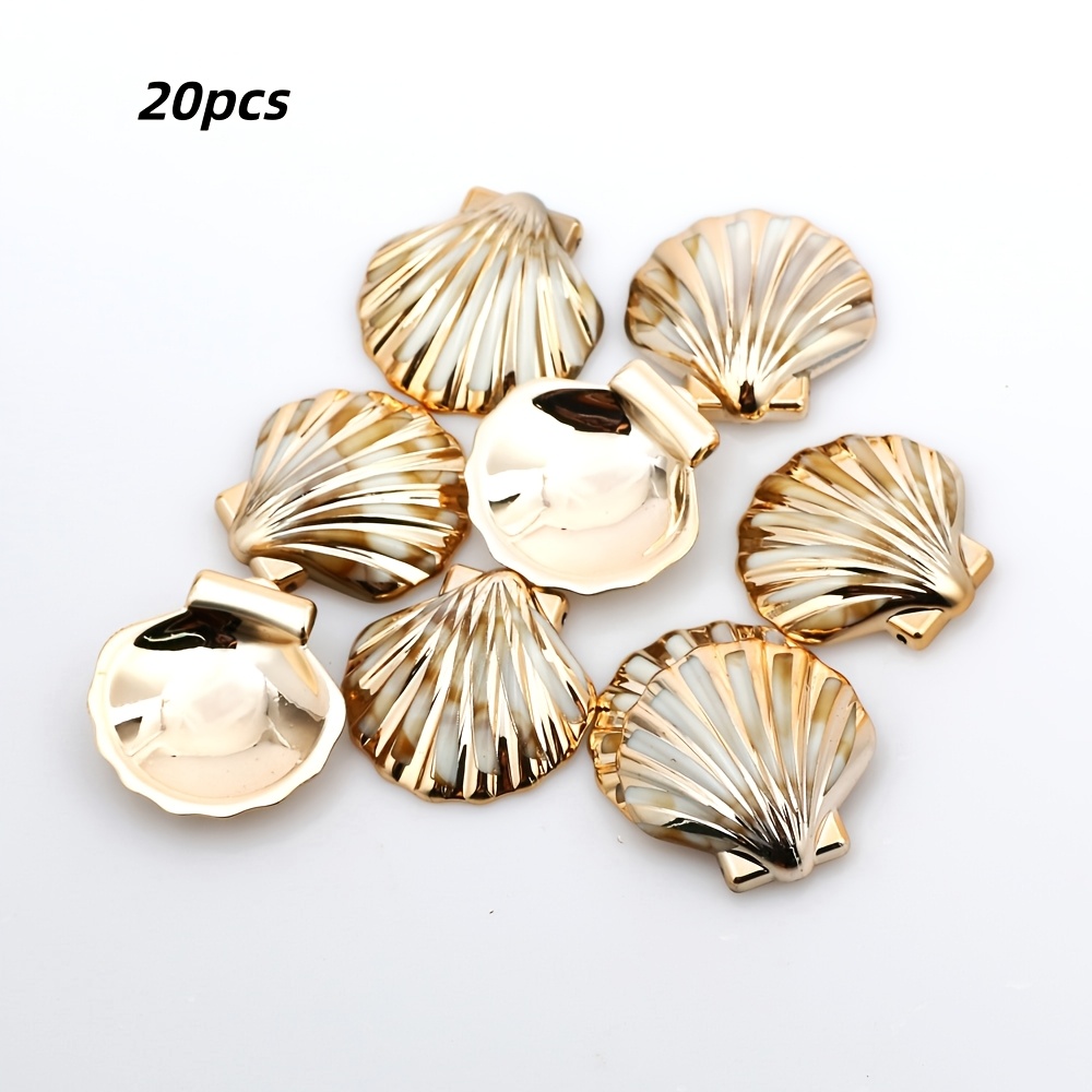 TEMU 20pcs Exquisite Large Scallop Acrylic Loose Beads, Fade-resistant Acrylic Material, Suitable For Vacation And Daily Wear, Gift, Holiday Gift,