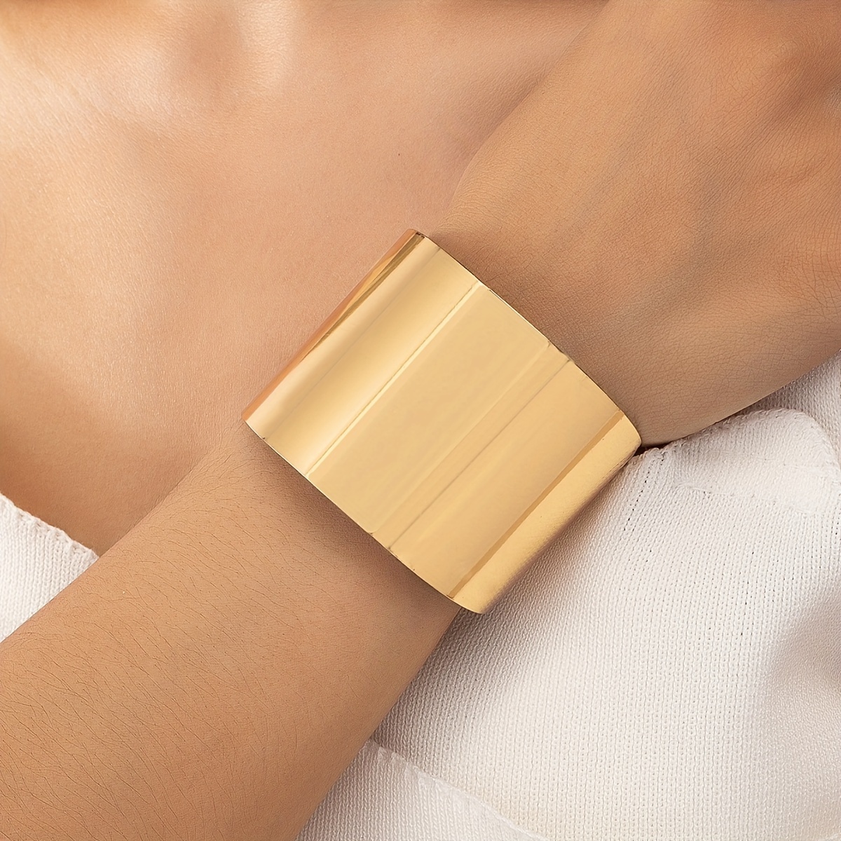 

Bohemian Style Plated Simple Glossy Adjustable Ladies Open Bangle Bracelet Jewelry
