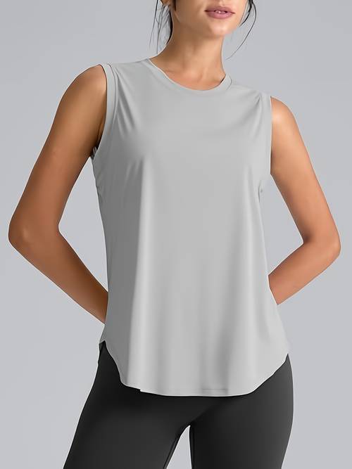 womens sleeveless workout tops breathable lightweight high elastic athletic shirts non round neck yoga running tennis tank tops gym training wear suitable for yoga running gymnastics tennis