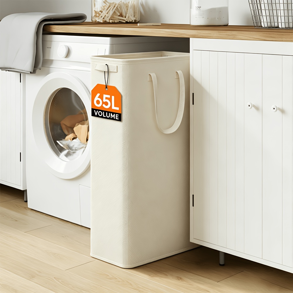 TEMU Laundry Washing Basket, 65l Slim Laundry Basket, Foldable Laundry Bin Organizer With Handle, Laundry Baskets