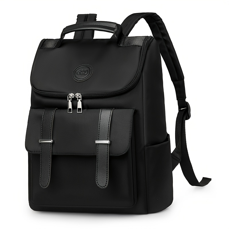 TEMU With This Sleek Black Backpack, From Durable Fabric With Stylish Details And Polished Hardware. It Functional Multi-pocket Storage With Style,