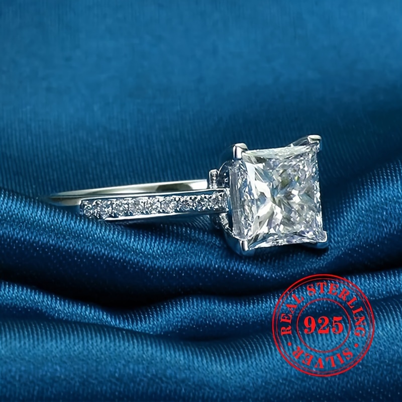 Princess Cut CZ Engagement Wedding Ring S925 Sterling Silver