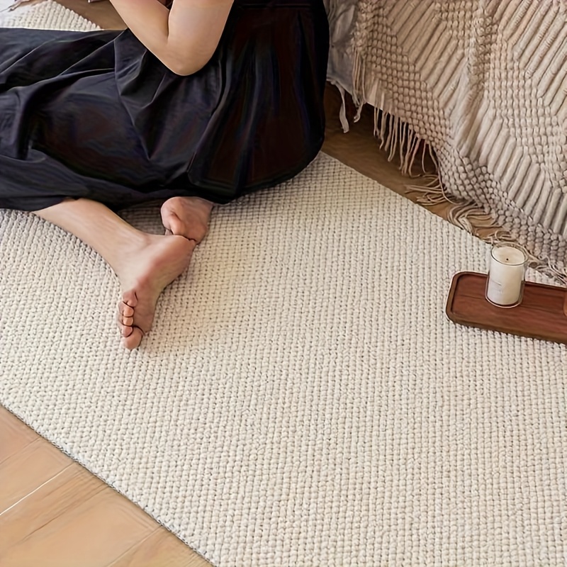 TEMU 1pc Thickened Anti-slip Bohemian Woven Floor Mat, Courtyard, Picnic Mat, Balcony, Terrace Mat, Wear-resistant, Machine Washable, Linen,