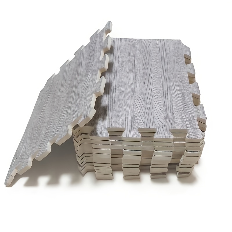Great Value , 20pcs Wood Grain Mat Foam Tile Interlocking Foam Floor Mat For Adult Playroom Bedroom Farmhouse Floor, 11.8 X 11.8 Inches (gray)
