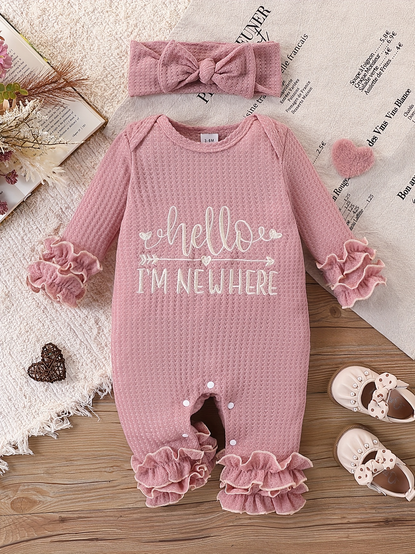 New born baby girl clothes 0-3 months newborn baby girl romper sleepsuit  pink infant jumpsuit dress baby girl clothes of 1 year Color: white romper,  Kid Size: 9M | Uquid shopping cart: Baby Girl Clothes, Newborn Girl Worth the Wait (0-3 Months) by Bum