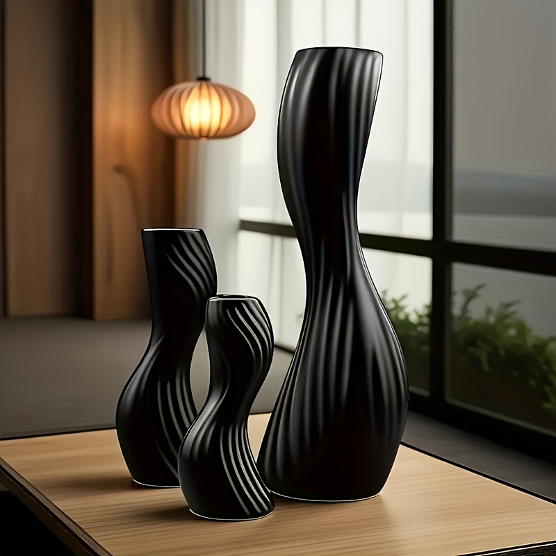 3pcs/set Nordic Style Plastic Vase Set, The Combination Is Suitable For Different Display Needs, Room Coffee Table, Entrance Shelf, Bedroom Desktop, Inserting Reeds