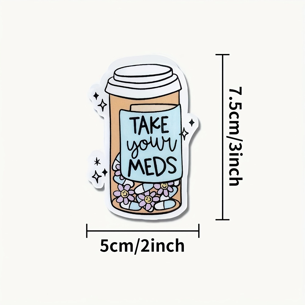 1pc take your meds medication reminder sticker waterproof vinyl pill bottle with pill icons medication schedule label for patients nurses   durable   for medication management mental health awareness  