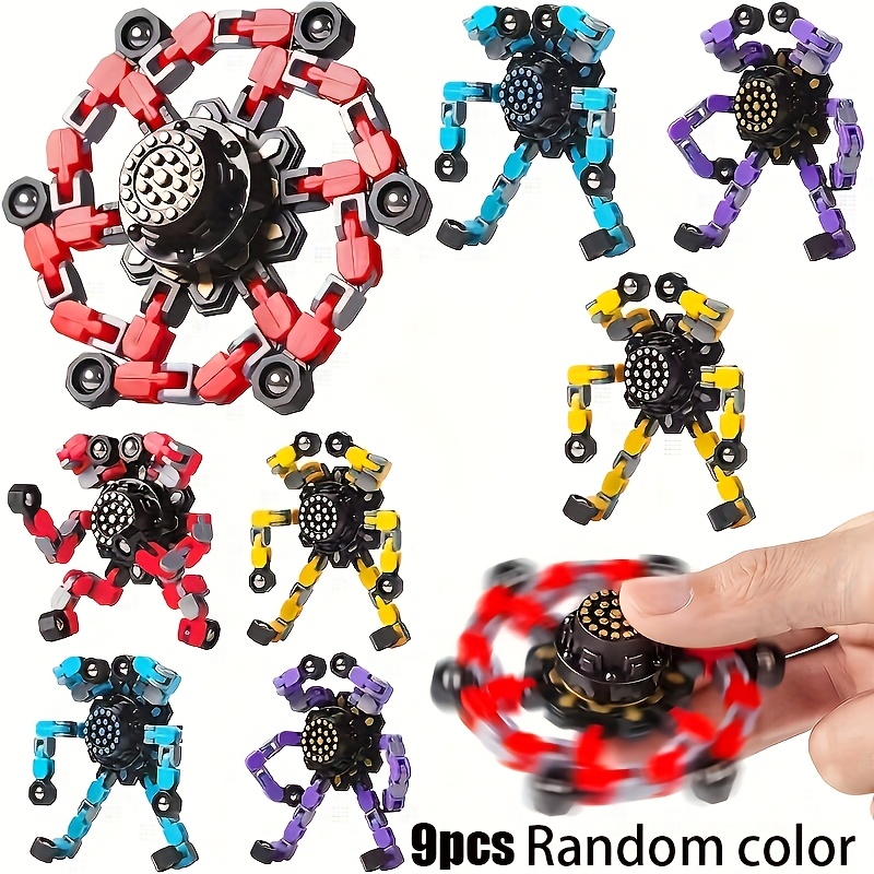 Image of Random Colors And Styles 9 Deformable Decompression Rotating Toys, Interesting Sensory Decompression Toys, Robot Rotating Toys With Deformable Chains Suitable For Adults, Fingertip Pressure- Gyro Toys