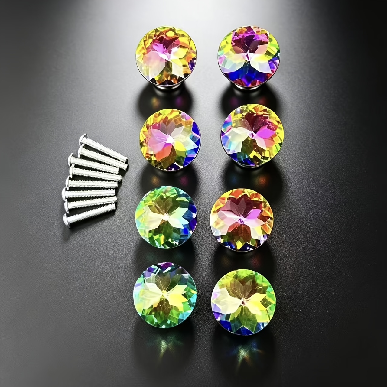 TEMU 8pcs 30mm Multicolor Crystal Glass Cabinet Drawer Handles Door Knobs (multicolor)