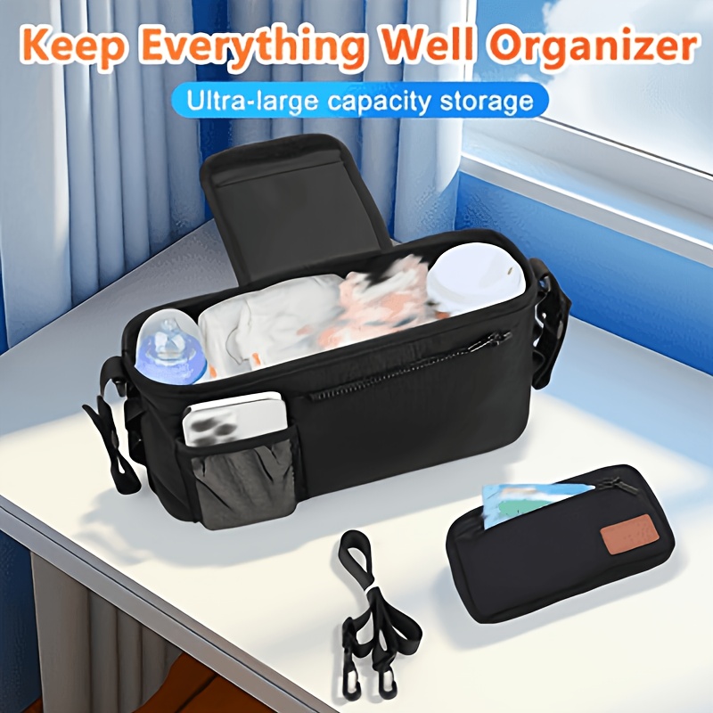 1pc Stroller Accessory - Portable Large-capacity Stroller Storage Bag With Hanging Bag - Adjustable Hook Suitable For All Models And Quick Disassembly - Good Quality And Free Hanging Strap