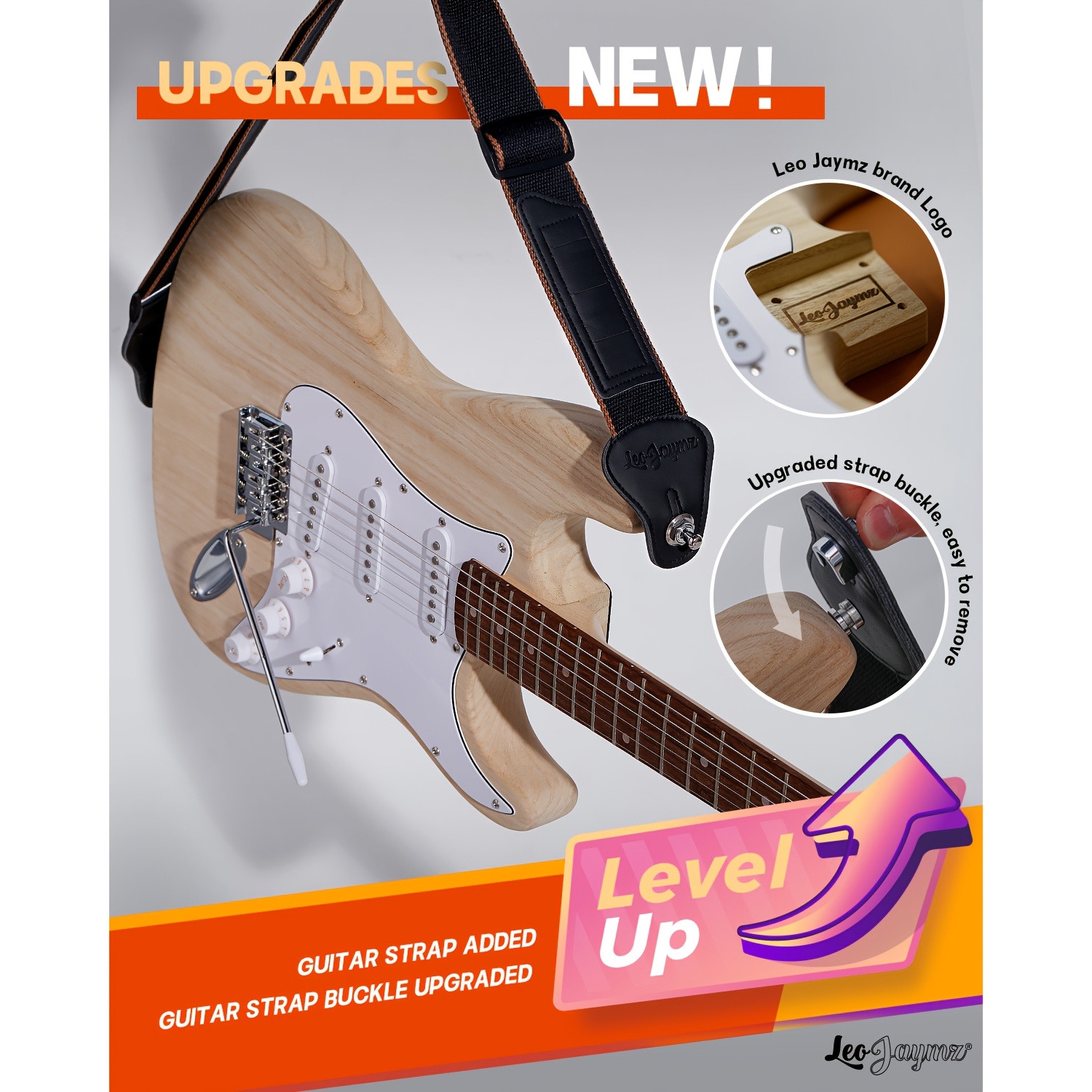 Leo Jaymz 1pc DIY Electric Guitar Kit - S-S-S Pickup Configuration, Ebony Fretboard, Maple Neck, Mahogany Body - Single Tremolo Bridge, 22 Frets, Fully Enclosed Tuning Pegs, Room Electrical Wiring