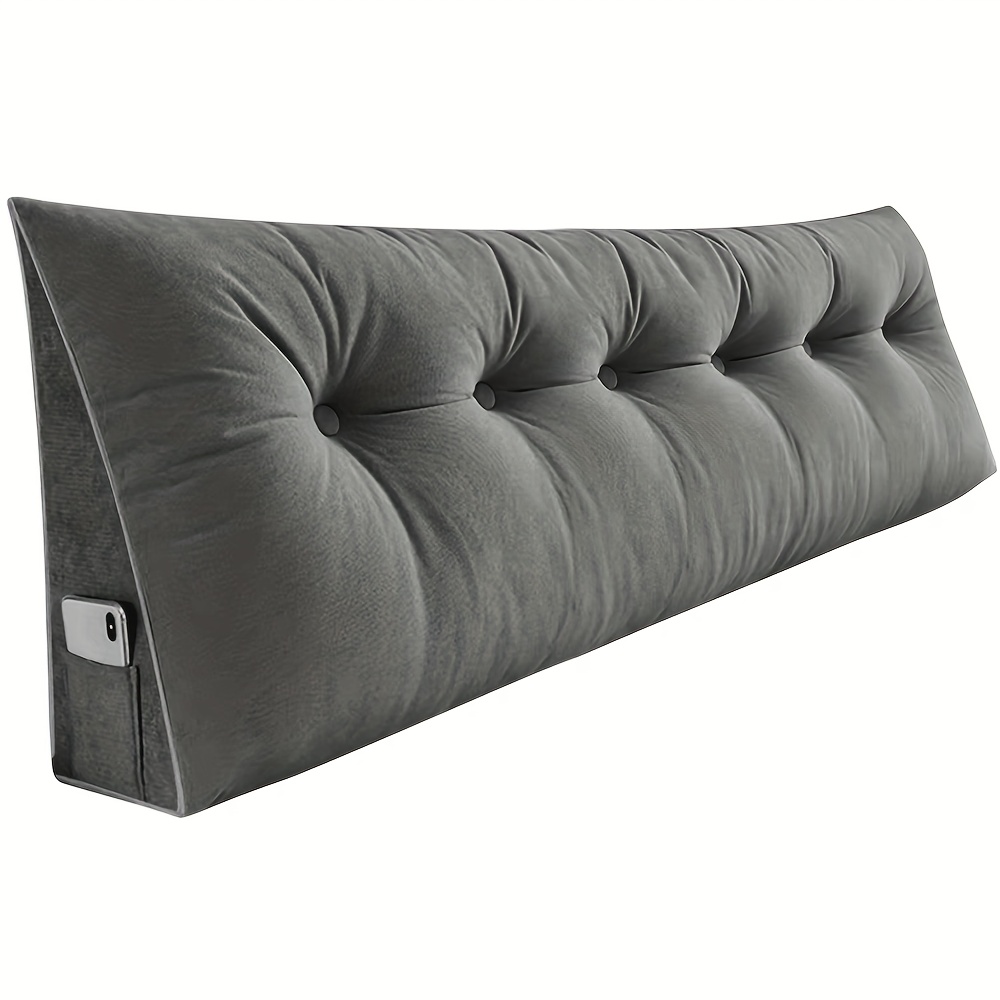 High Back Bed Rest Pillow With Removable Cover - 180x20x50cm Grey Ergonomic Support For Head, Neck, Back, Machine Washable & Easy To , Durable Bed Backrest For Reading, Relaxing
