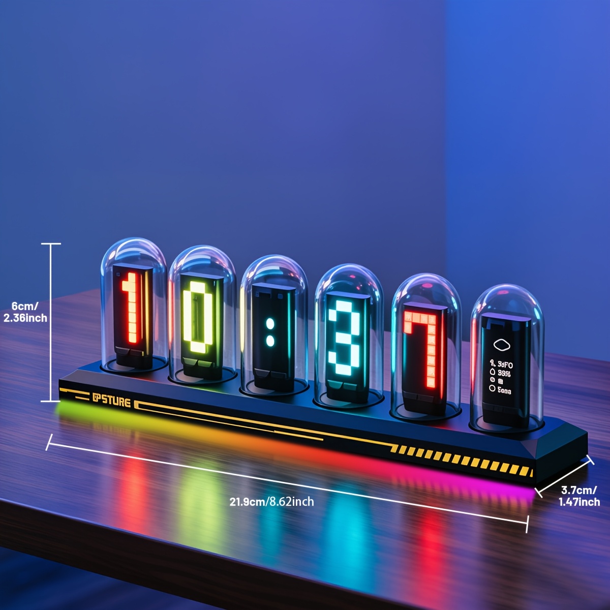 Image of Tube Desk Lamp With Ips Screen, App-controlled, Light And Photo Bg, Sync Local , Of Colors, Ideal For Desk, Nightstand, Gift