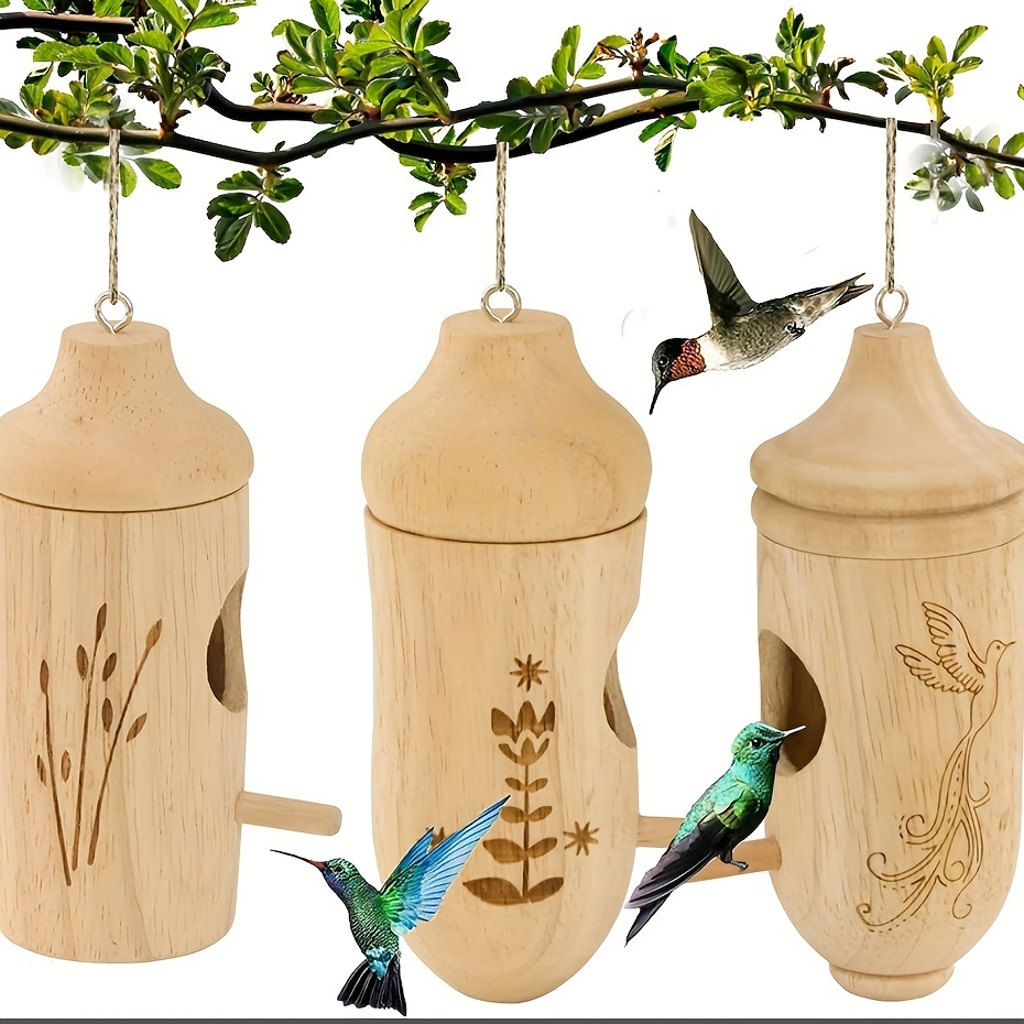 

1pcs/2pcs/3pcs Bird House, Hummingbird Ring Feeder, Wooden Outdoor Hanging Bird House, Gift For Bird Lovers, Garden Gifts