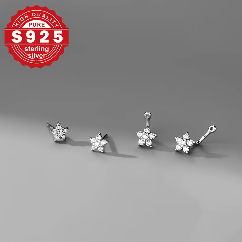Women's 925 Sterling Silver Single Flower Drop Earrings