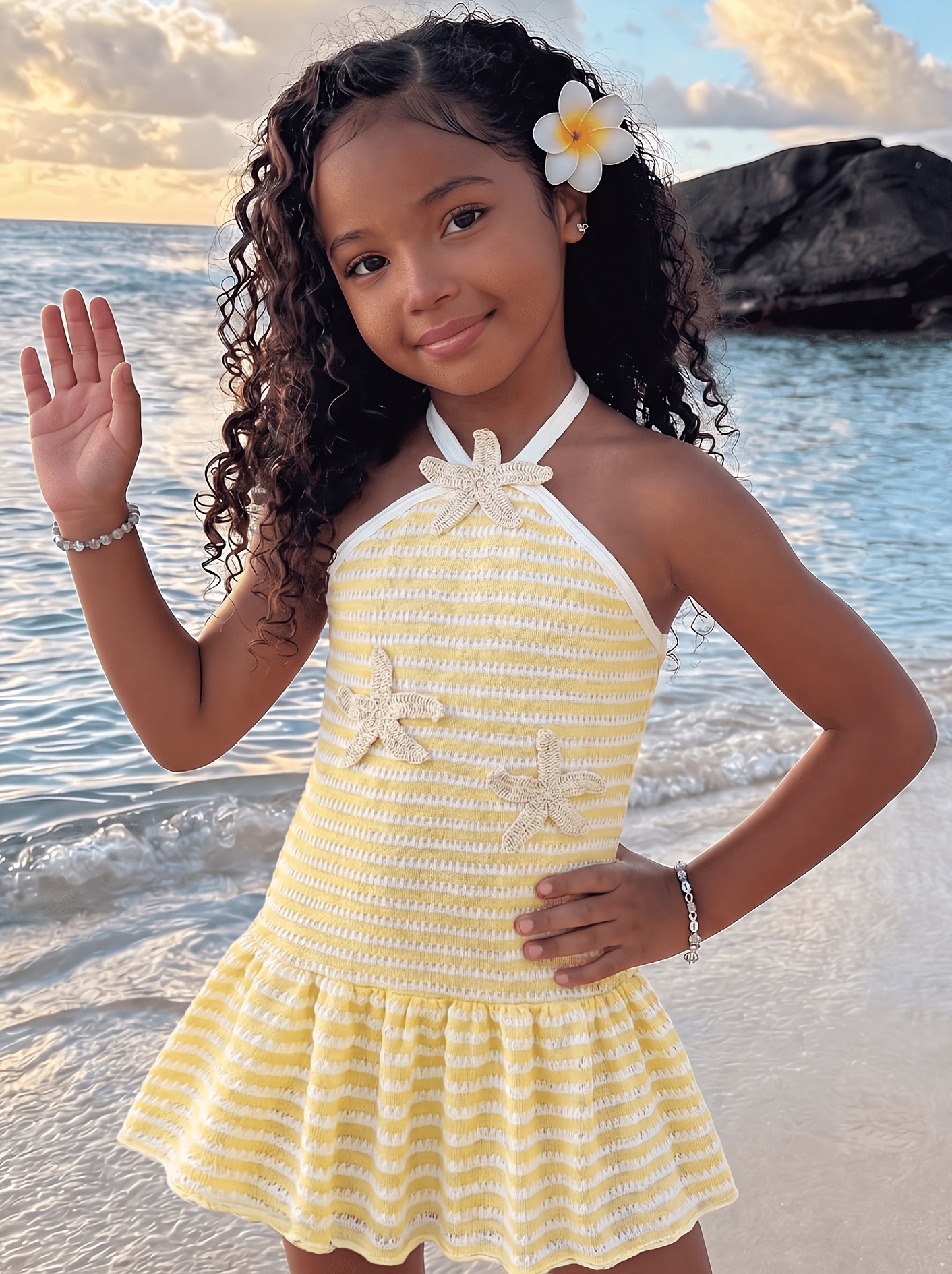 Girls' Fashion * Dual-Tone Striped Cami Backless Dress * Dress, Suitable for 4-7 Year Old Girls' Beach Vacation, Daily Casual Wear