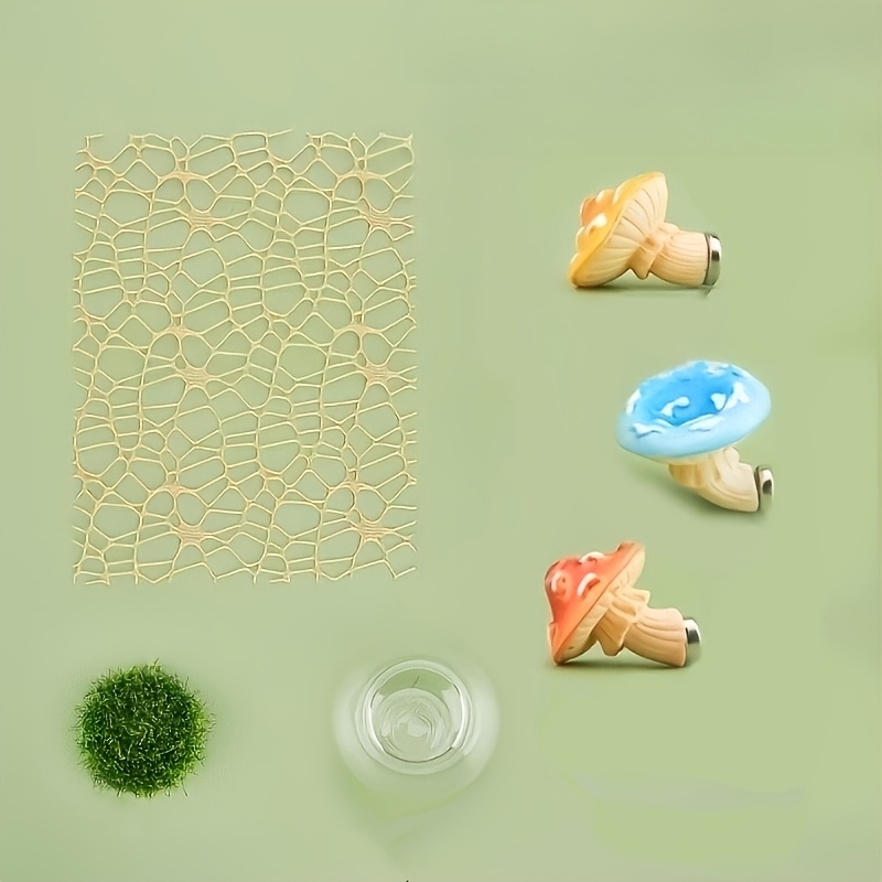 TEMU 6pcs Jumping Mushroom Platform With Round Transparent Hideout, Transparent Ball Turf Tarantula Cave, Insect Mesh Moss Ribbon Climbing, Small Pet