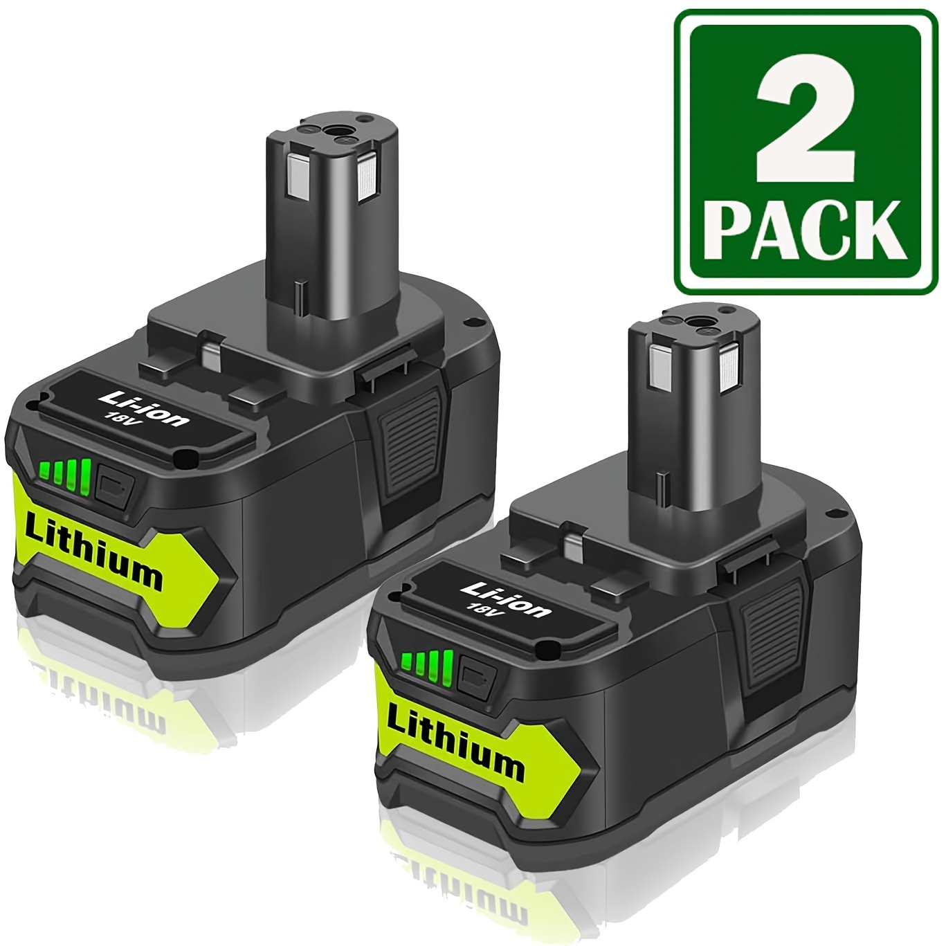 

2pack 6.0ah 18v Replacement Lithium Battery For Ryobi P108 P105 P107 P109 P122 Compatible With Ryobi One+ Cordless Tool