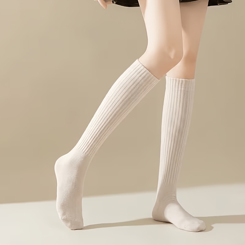 TEMU 1 Pair Women's Autumn Winter Warm Loose Socks, All-match Layering Casual Short Socks, Elastic Fabric, Soft And Durable, Suitable For Casual And