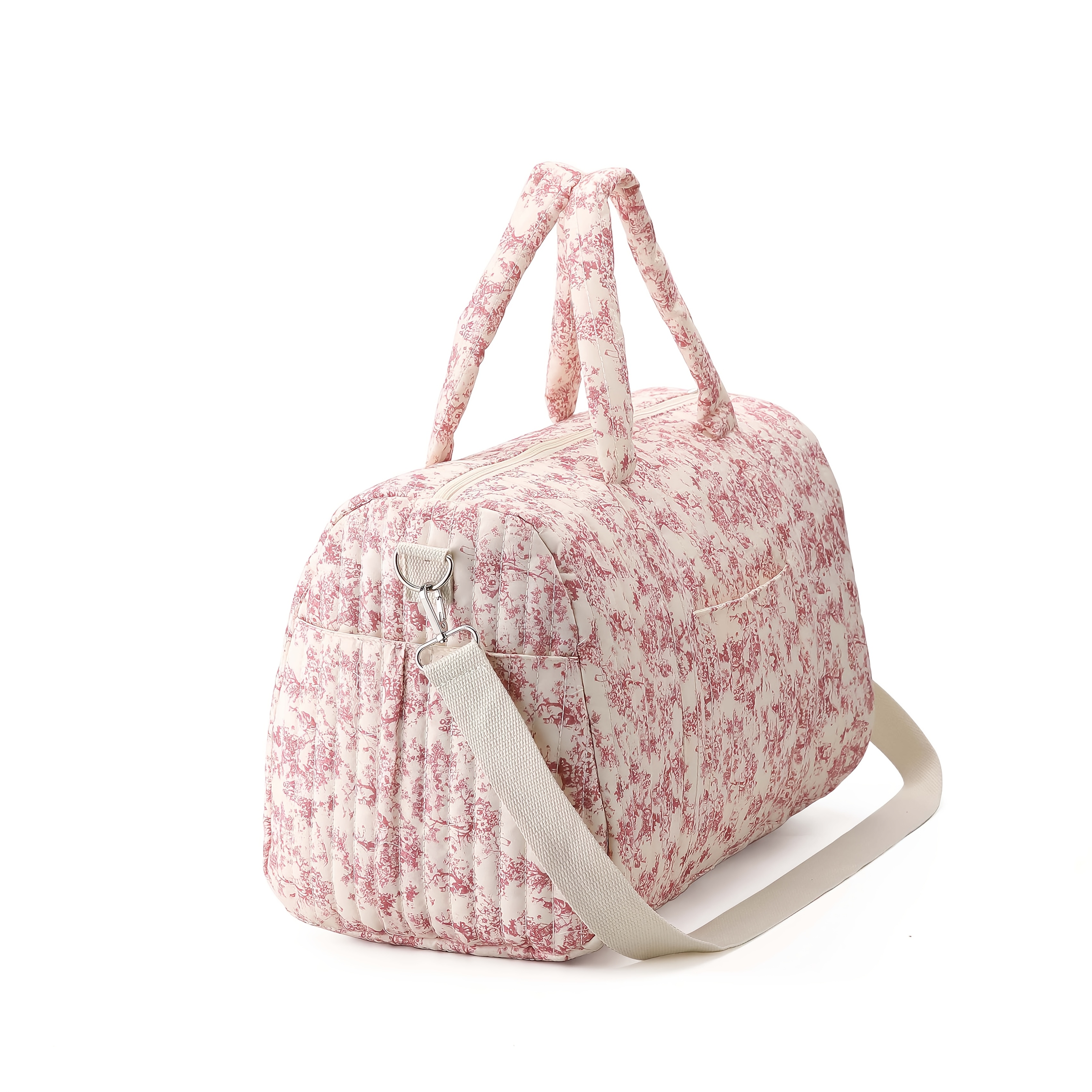 

1pc Classic Floral Polyester Mommy Bag With Adjustable Straps, Diaper Tote For , Essential Accessory