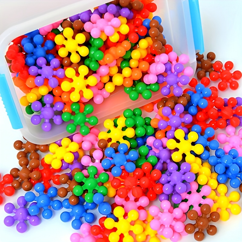 item picture 60 100 200pcs plum   3d snowflake interlocking puzzle block set educational plastic assembly toy suitable for easter christmas and halloween gifting color random