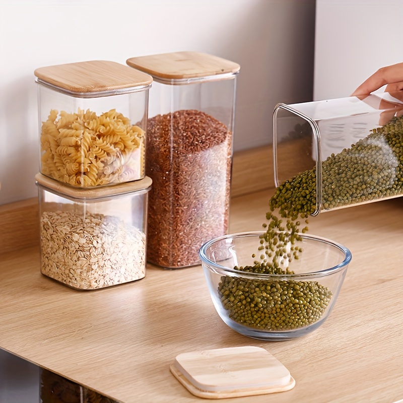 1pc Contenitore Per Alimenti, Scatola Per Snack, Scatola Per Chicchi Di  Caffè Con Manico E Coperchio In Legno, Contenitori In Vetro Borosilicato  Alto, Per La Conservazione E La Visualizzazione Dei Chicchi Di