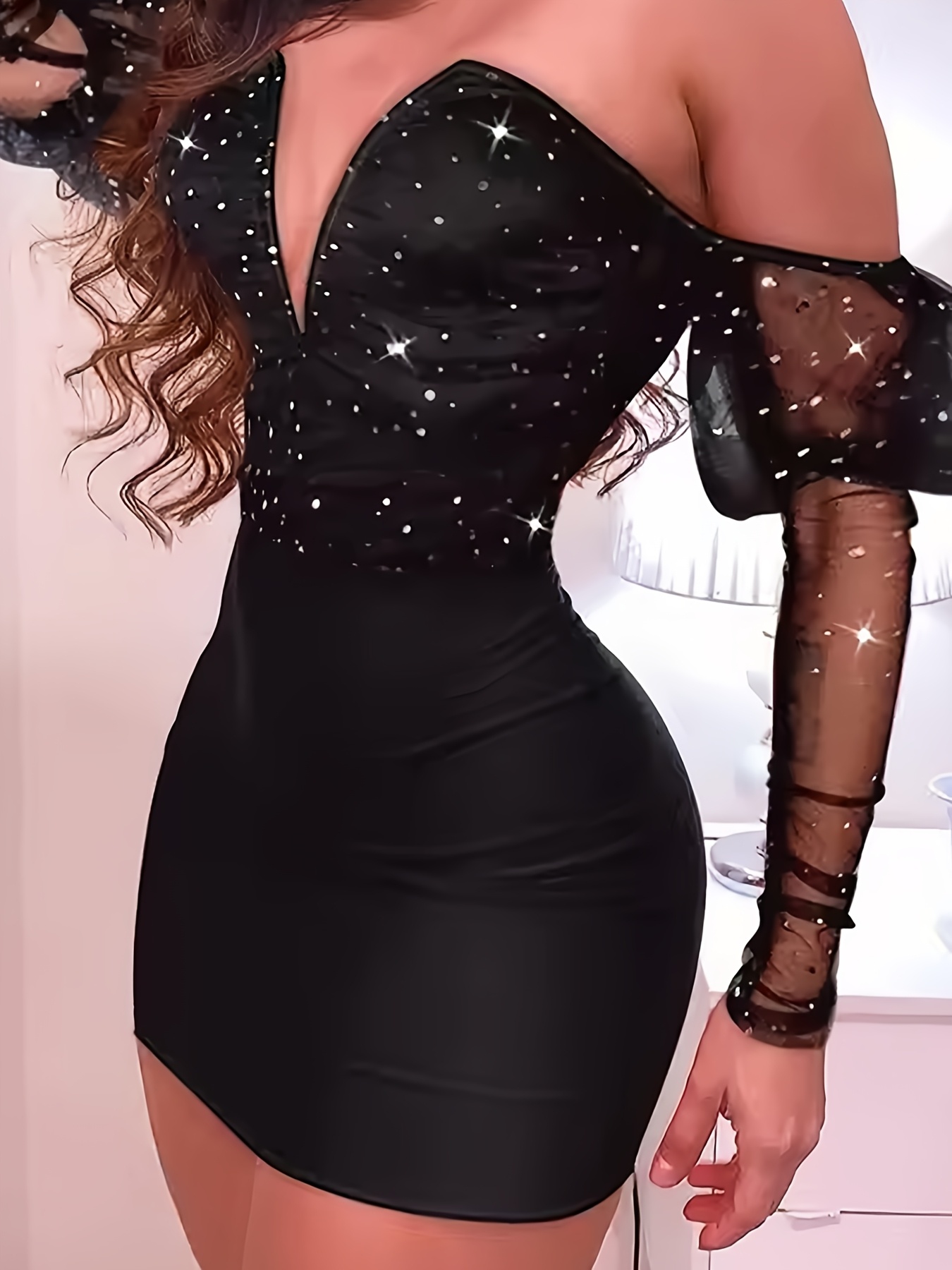 * Shiny Nightclub Style * Hot Bodycon Off-Shoulder Party Dress