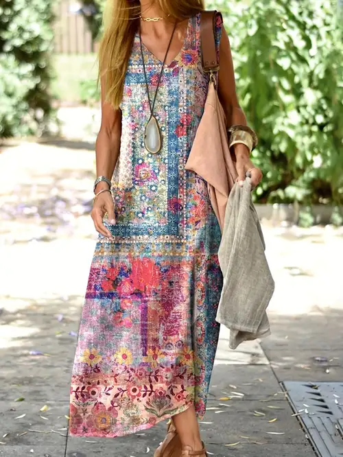 women sleeveless boho dress vintage floral print v-neck a-line party dress casual cocktail beach a line dress streetwear | Shop Trends | Temu women sleeveless boho dress vintage floral print v-neck a-line party dress casual cocktail beach a line dress streetwear | Shop Trends | Temu
