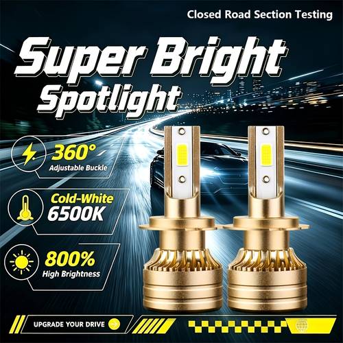 poza articolului 2 bucăți becuri led pentru mașină h7 faruri, luminozitate 60000lm 250w 6500k alb, combo faruri led pentru mașină plug-and-play cu unghi larg de fascicul pentru a fiecare colț, numai off road