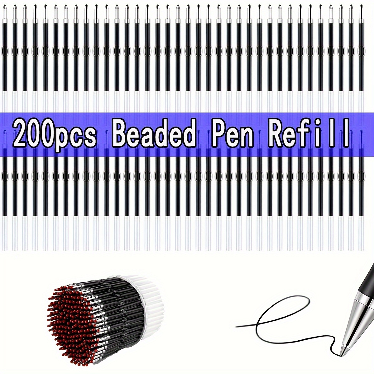 

200pcs Replacement Refill Combination, Bead Pen Refill Set, Replacement Kit For Bead Pen, , Smooth And Smooth , Christmas Gift, Birthday Gift, Holiday Party, Office And Home Use