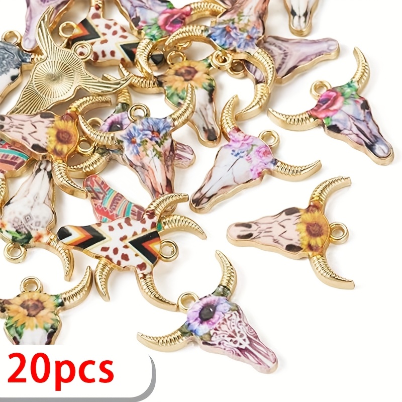 E-shop 20 Stück Elegante Stierkopf-Anhänger, 21x22mm Emaille-Legierung Tieranhänger für DIY Schmuckherstellung – für Armbänder & Halsketten