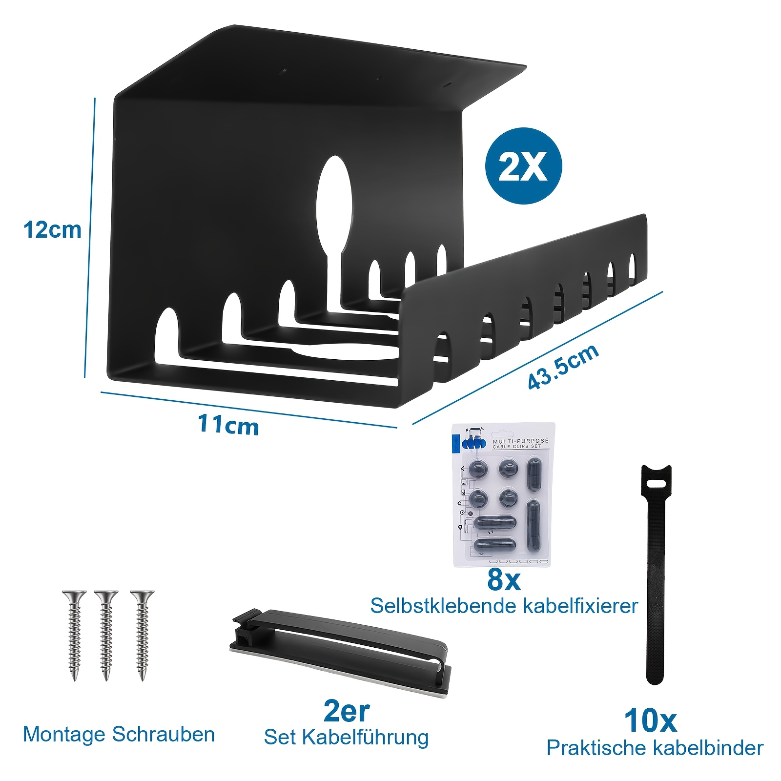 Under-Desk Cable Management Organiser with Cable Ties