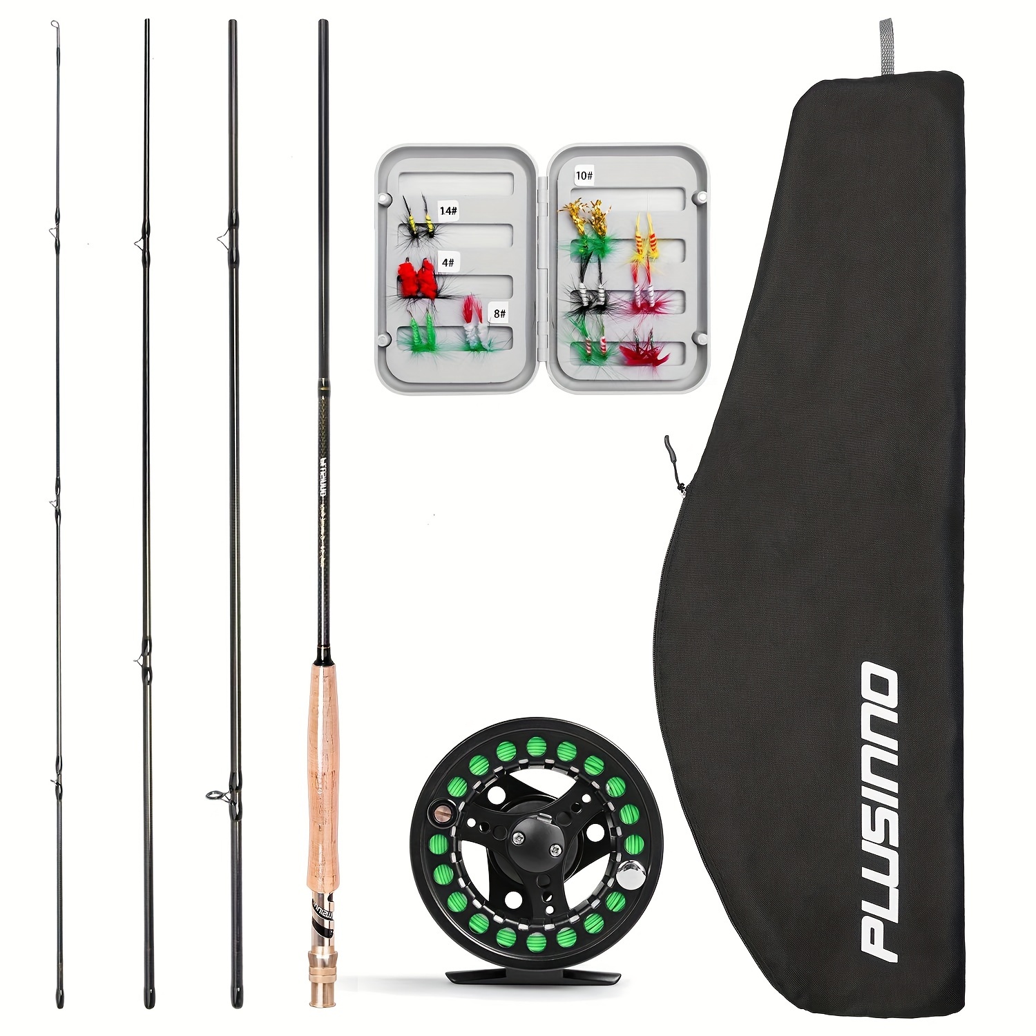 

Plusinno Fly Fishing Rod And Reel Combo, 4 Piece Lightweight Ultra-portable Graphite Fly Rod 5/6 Complete Package With Carrier Bag