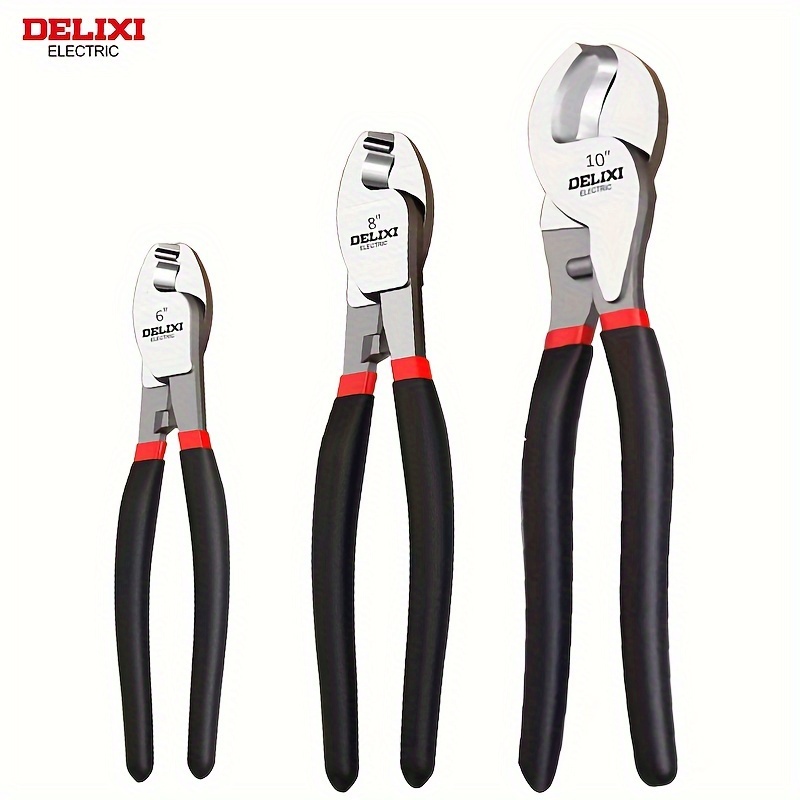 

Delixi Electric Cable Cutting Pliers 8 Inch - Forged Cr-v Steel Wire Cutter With Large Opening Shear And Wire Stripping Function, Dual Edged Sharp Blades For Electricians