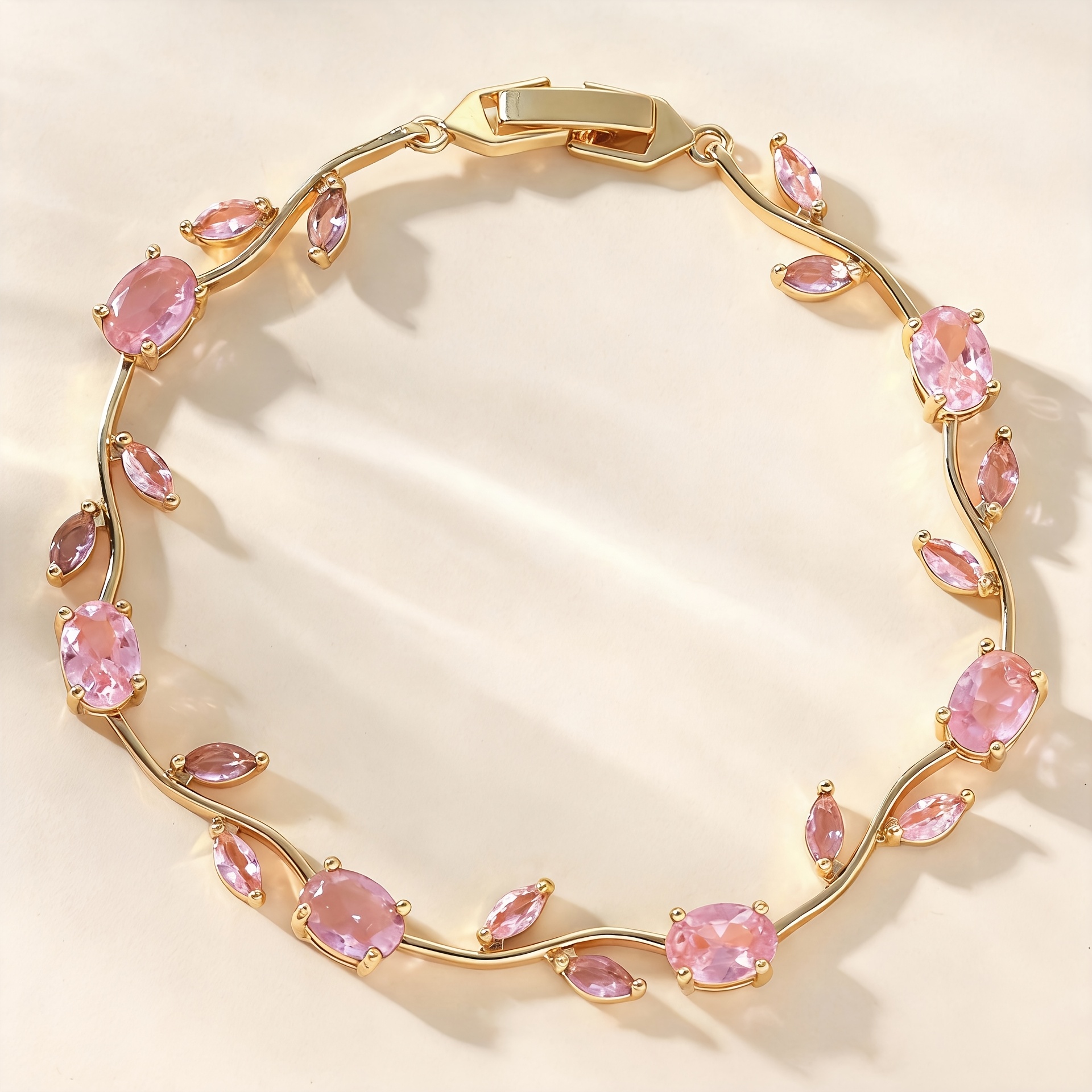 TEMU 1pc Nouveau Bracelet Floral de Luxe Léger Premium de Qualité Haute Mode Polyvalent Synthétique Zircon​​ Bracelet Adapté au Port des Femmes