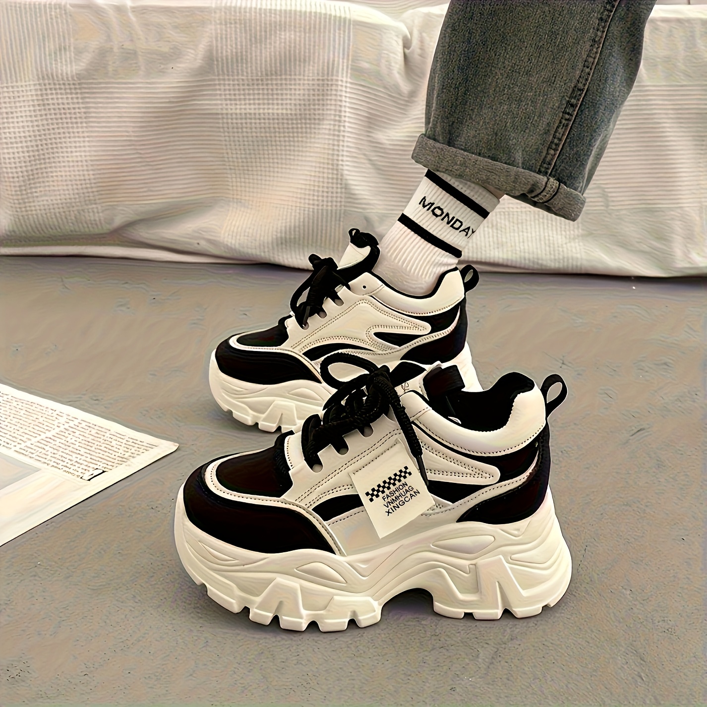 Bottines Noires Bottines Blanches Shein Baskets Montantes Noires