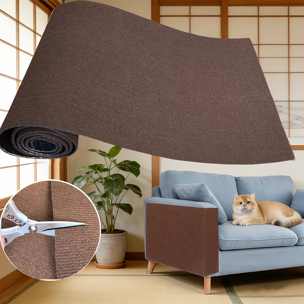 TEMU Self-adhesive Cat Scratching Pad - Residue-free, Removable Scratch-resistant Surface, Durable Polyester Felt Material, Cat-, Suitable For Walls