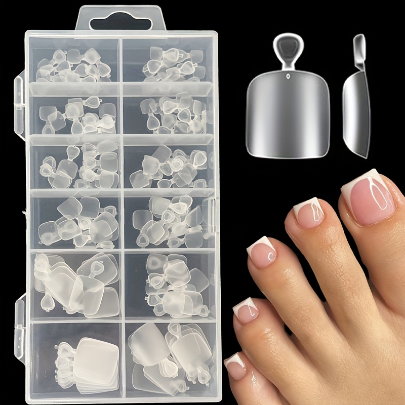 TEMU 120pcs Toe Nail Tips Matte Soft Gel Toenail Tips Full Cover Square Acrylic Artificial False Fake Toe Nails Tips Press On Toenails Extension Tips For Salon And Home Foot Pedicure Manicure