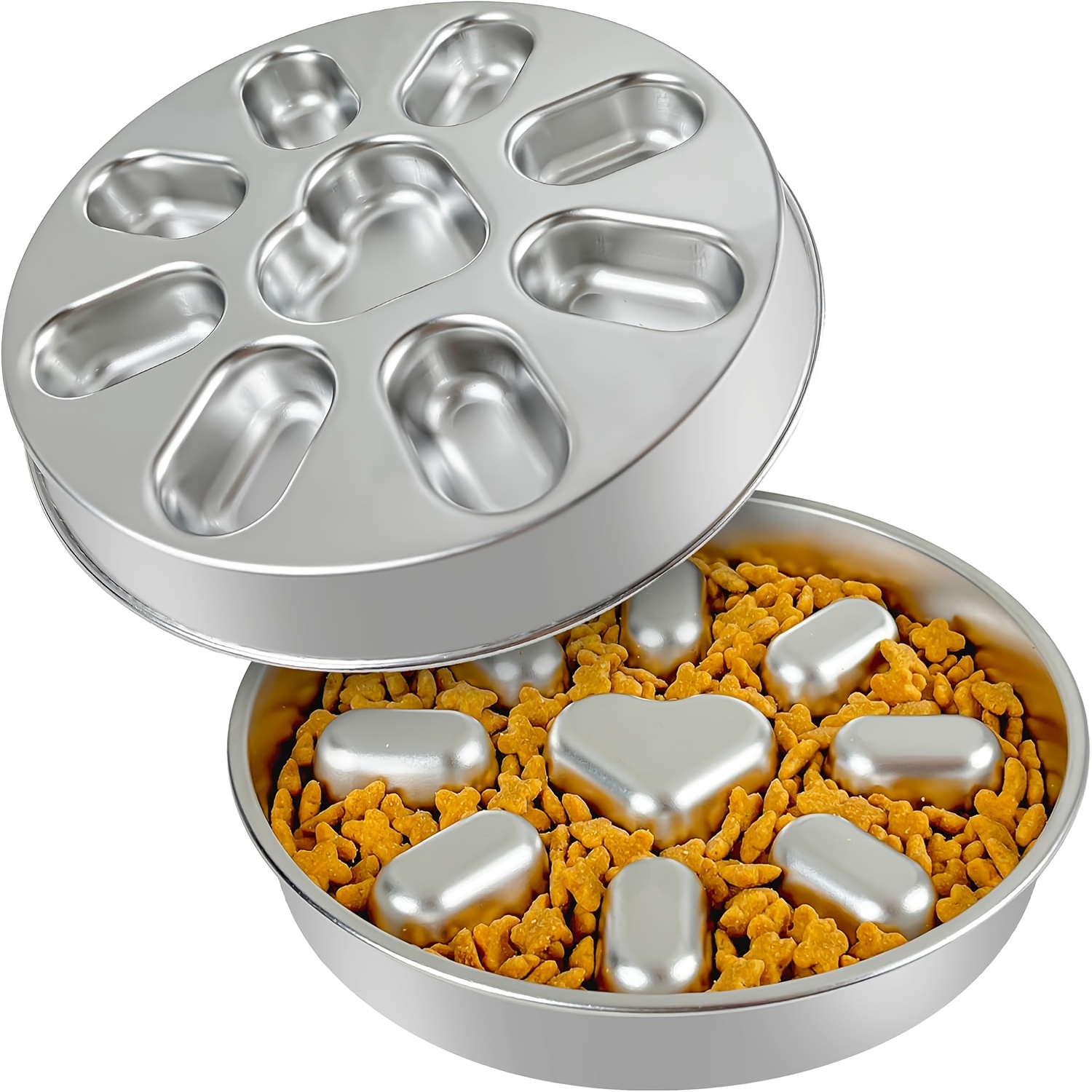 TEMU Stainless Steel Dog Bowl - Anti Slip Thickened Large Capacity Pet Food Tray, Anti Promotes And Psychological Stimulation, Durable And Easy To