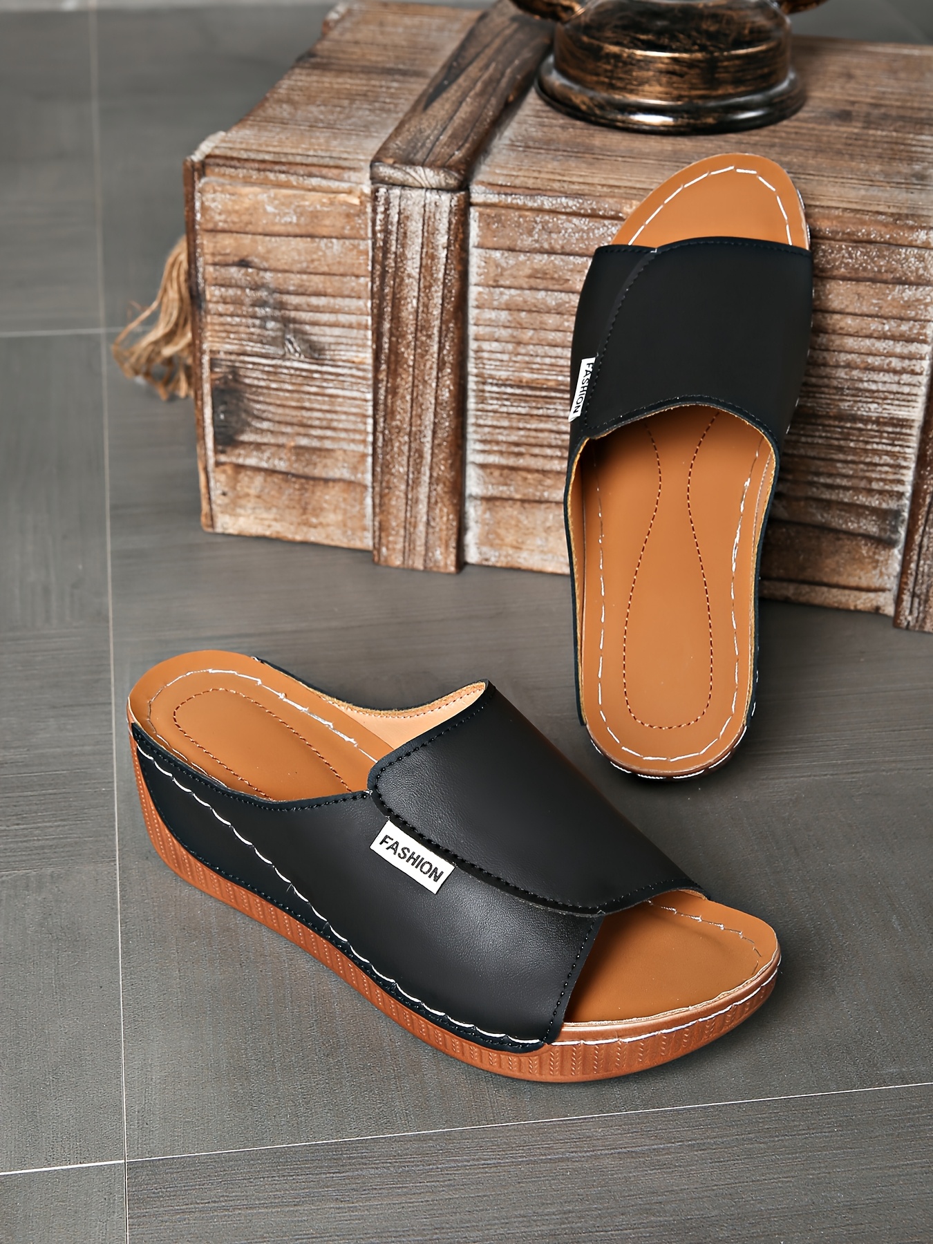   womens light blue slide sandals comfortable arch support breathable open toe design with soft rubber sole casual   heel slip on shoes for casual attire   cover upper Product details 2