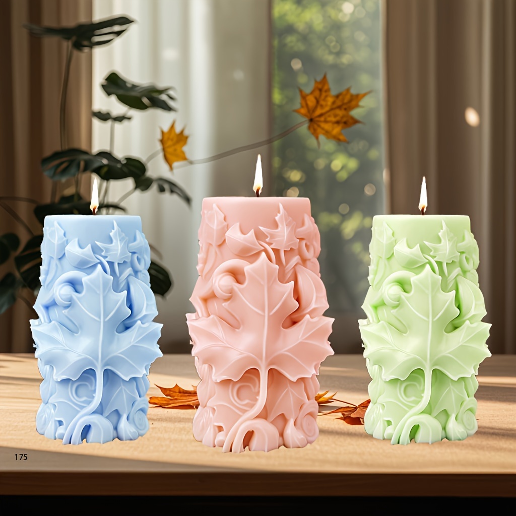 

Silicone Candle Molds 1pc, Plant Theme Maple Leaf Carving Cylinder Design, Diy Creative Spiral Aromatherapy Candle Casting Mold, Flexible Irregular Shape For Scented Candles & Diffuser Stones