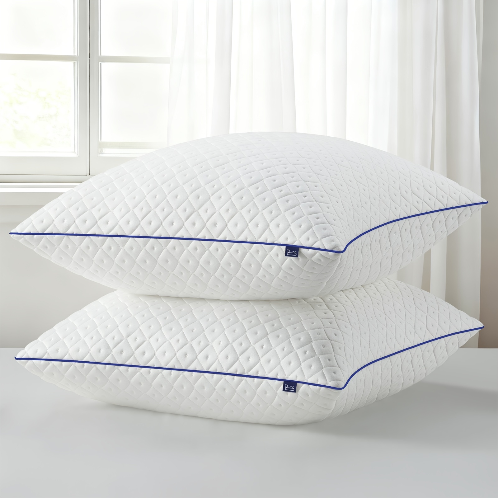 Image of Bedstory Set Of 2 Microfiber Pillows-40x80cm (950g/pc) / 80x80cm (1500g/pc), Cushion Filling For Bed Or Decorative Sofa, With Adjustable Zipper, Breathable Cover, Supportive And Washable
