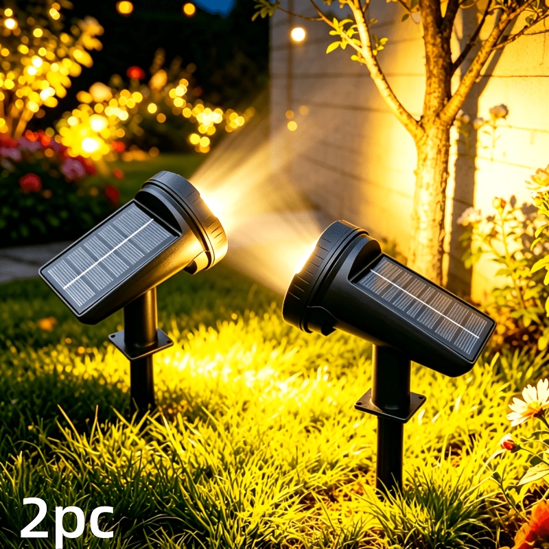 TEMU 2026 Pack Solar Outdoor Spotlight, 155 Led With 3 , Christmas Decor Landscape Lighting, Solar Pathway Lights - Ideal For Decoration, Outdoor